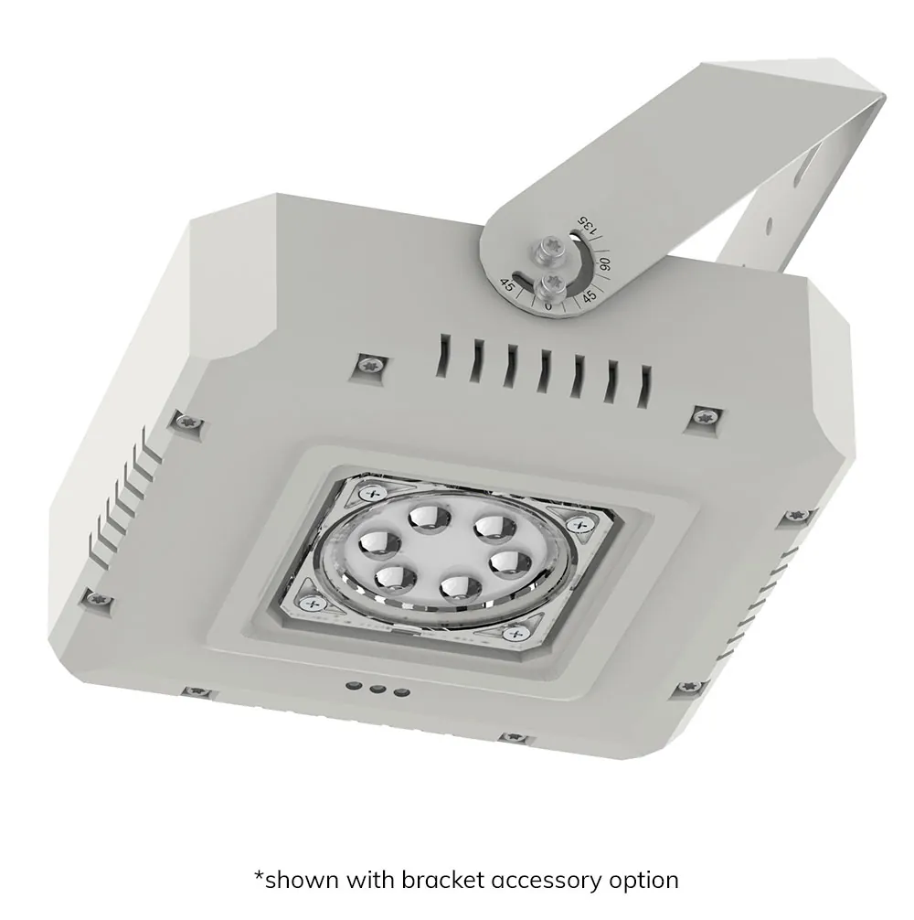 High ceiling emergency LED luminaire on its mounting bracket (an accessory)